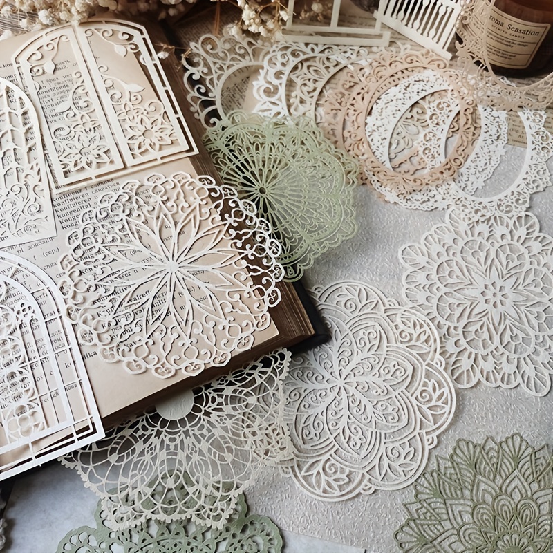Vintage Junk Journal Scrapbooking Paper - 10 개 빈티지 레이스 중공 소재