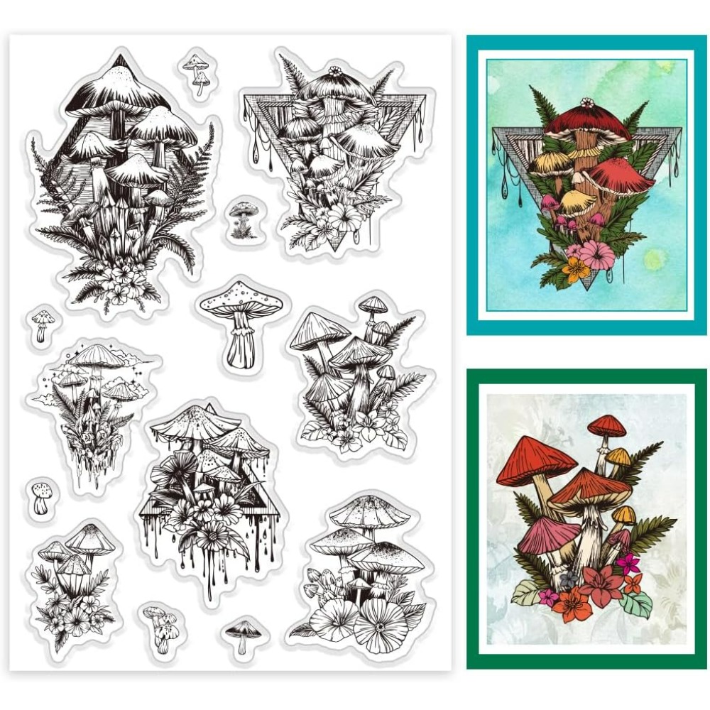 Clear Silicone Stamps For Card Making - 버섯 투명 스탬프, 식물 실리콘 스탬프
