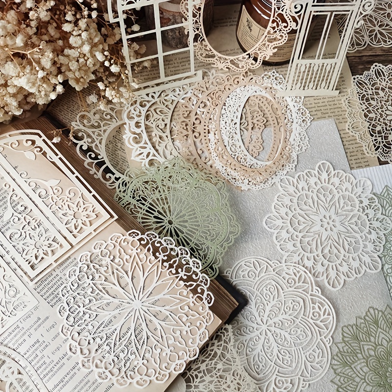 10 개 빈티지 레이스 중공 소재 종이 나비 공예 종이 - Vintage Junk Journal Scrapbooking Paper 리뷰 및 가격