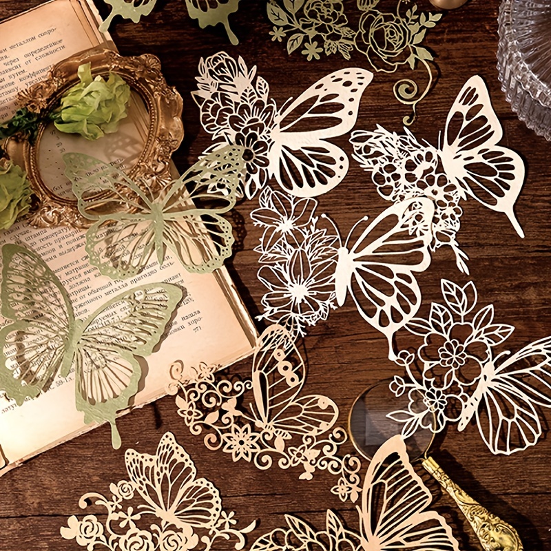 10 개 빈티지 레이스 중공 소재 종이 나비 공예 종이 - Vintage Junk Journal Scrapbooking Paper 리뷰 및 가격