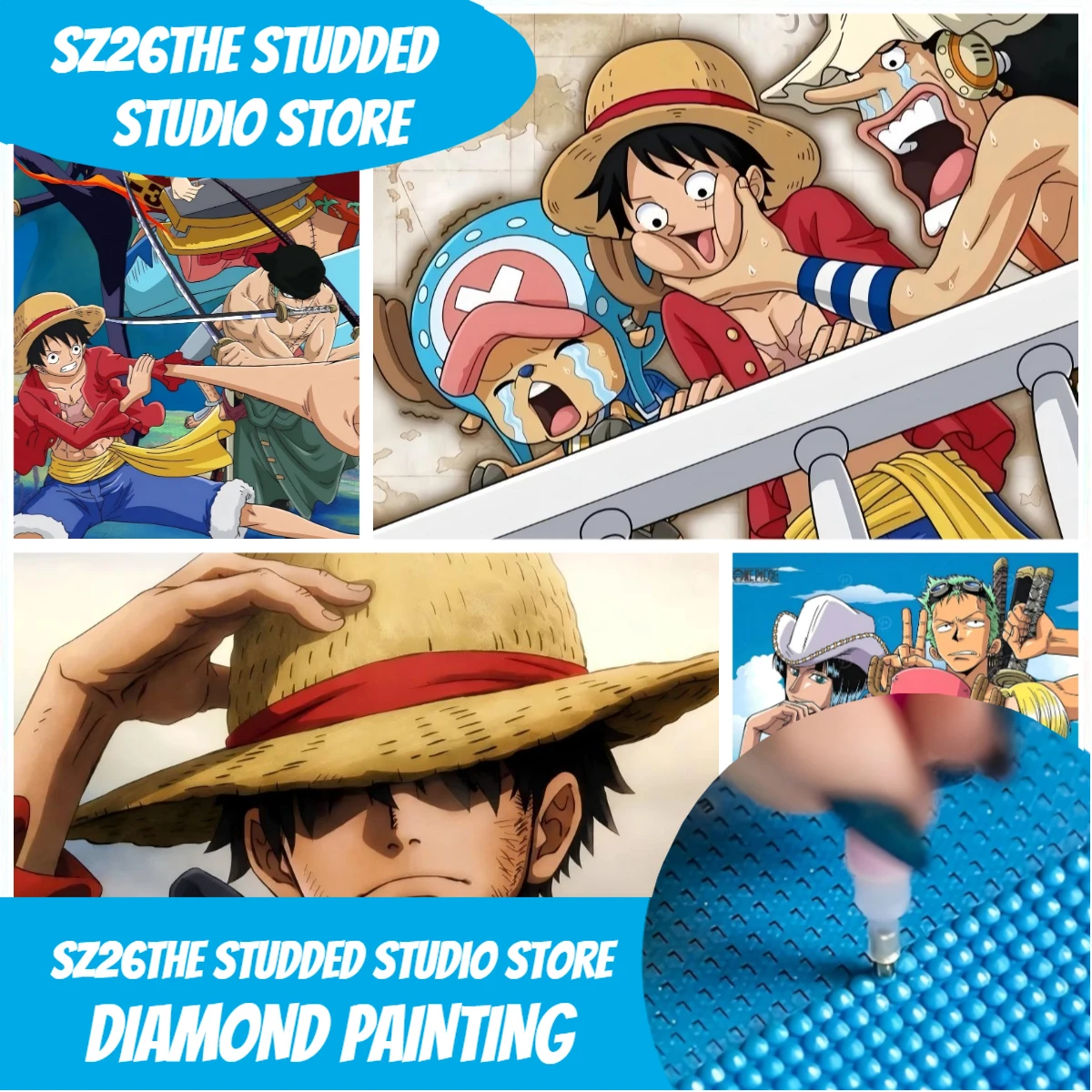 Sz26, 장식이 들어간 애니메이션 원피스 루피, 쵸퍼 - 5D Diamond Painting Kit Full Drill 리뷰 및 가격