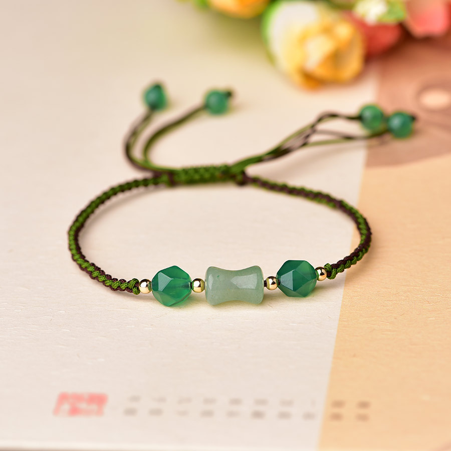 녹색 천연 옥 비즈 팔찌 여성을위한 패션 선물 팔찌 진 - Beading 리뷰 및 가격