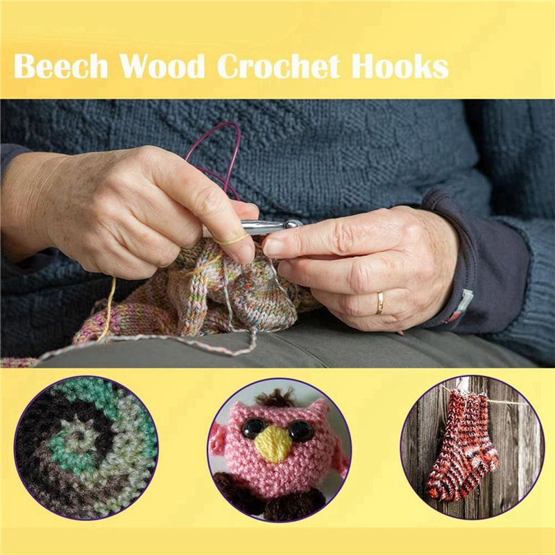 SEWS-80개 나무 코바늘 세트 3.0mm-6.5mm - Wooden Crochet Hooks Ergonomic Handle 리뷰 및 가격