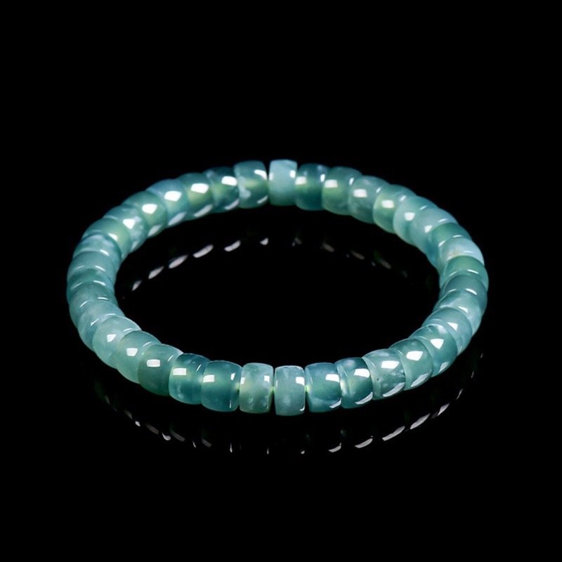 천연 A급 비취 블루 워터 올드 스타일 배럴, 아이스  - Beading 리뷰 및 가격