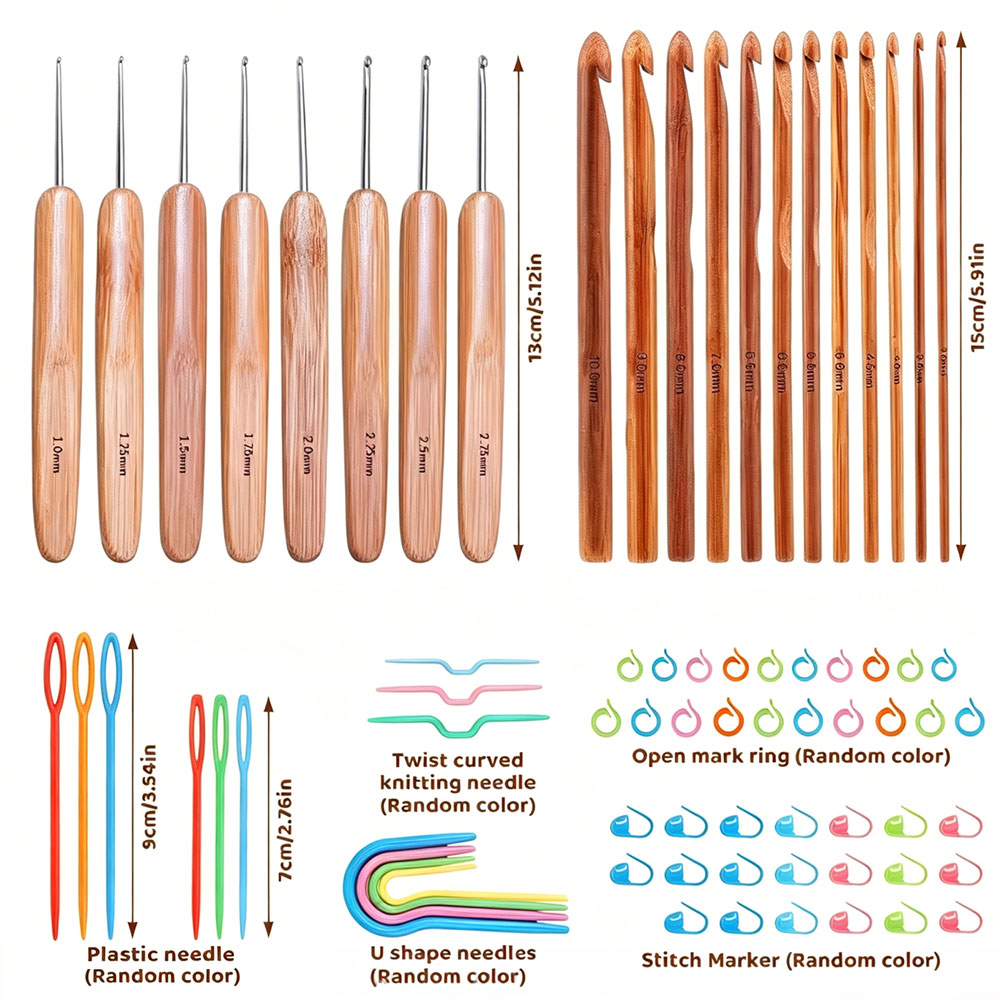 74개 대나무 코바늘 세트, 휴대용 보관 가방이 포함된 - Sewing 리뷰 및 가격