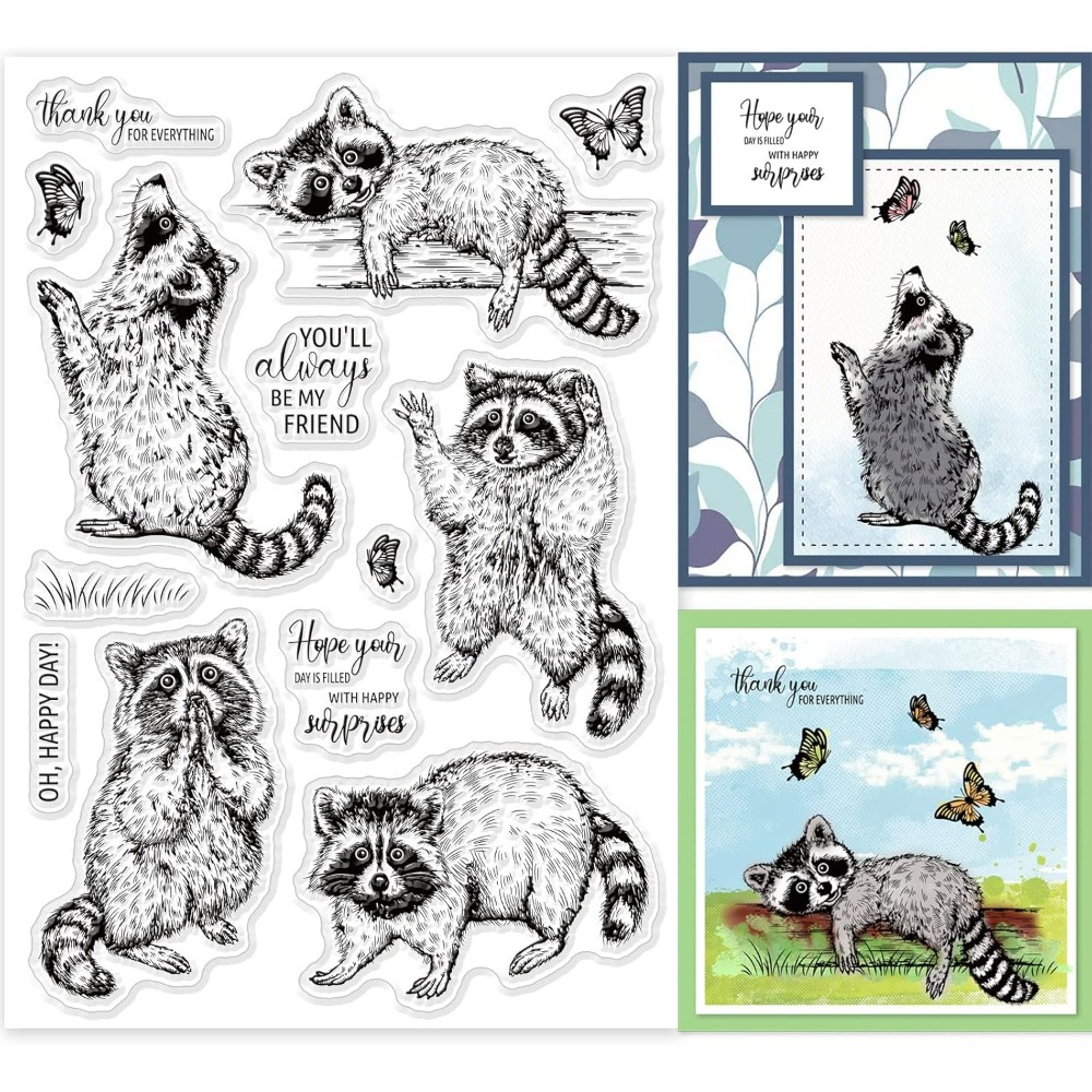 현실적인 너구리 투명 우표 동물 나비 실리콘 투명 스탬 - Clear Silicone Stamps For Card Making 리뷰 및 가격