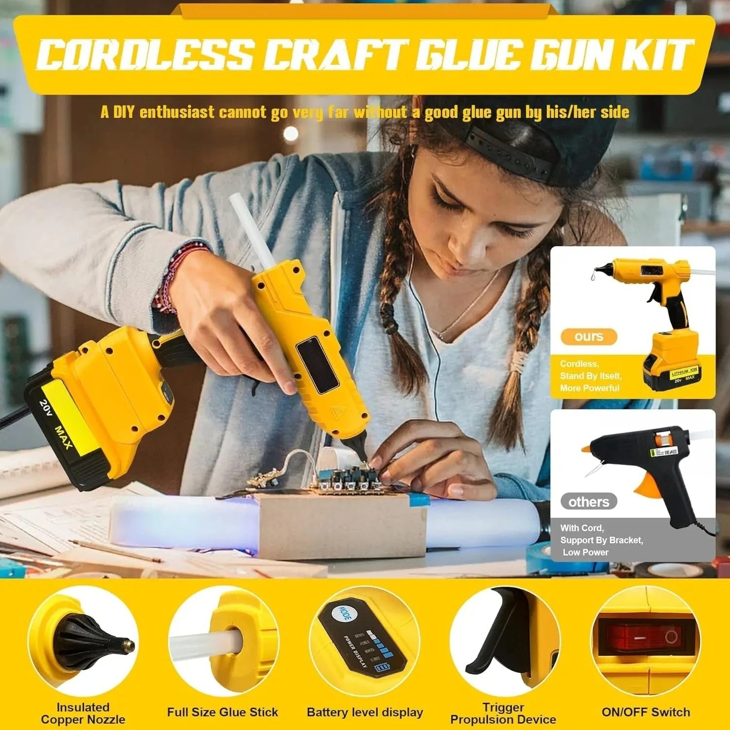 18V 배터리용 무선 전기 핫 글루 건, 핫멜트 용접, - Hot Melt Glue Gun Cordless 리뷰 및 가격